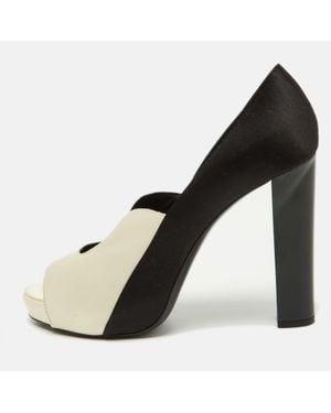 Pierre Hardy Satin Peep Toe Pumps - Black