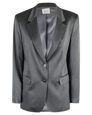 Alysi Single-Breasted Tailored Blazer With Notched Lapel - Black