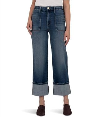 Kut From The Kloth Sienna High Rise Straight Leg-Roll Up Patch Pocket Jeans - Blue