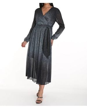FRANK LYMAN Metallic Long Sleeve Dress - Blue