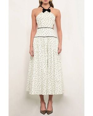 Maude Club Backless Halter Dress With Bow - Natural