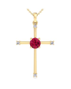 SuperJeweler Thydiamond 1/2 Carat Emerald, Ruby Or Sapphire And Diamond Cross Necklace - Red
