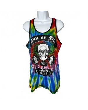 INKnBURN Run Of Die Tie Dye Sunflower Singlet - Blue