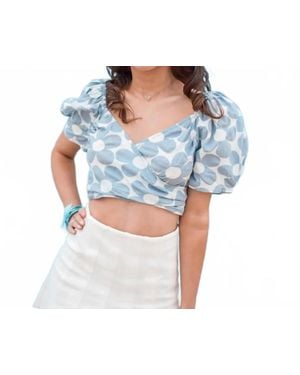 JACQUIE THE LABEL Puff Sleeve Floral Top - Blue