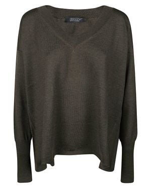 Aragona Oversized Virgin Wool V-Neck Sweater - Black