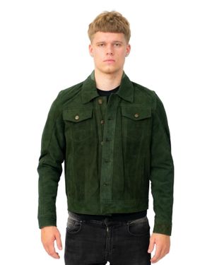 Infinity Leather Goat Suede Trucker Jacket-Taraz - Green