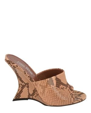 Paris Texas Nina Python Print Mules - Brown