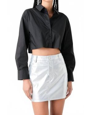 Grey Lab Raw Edge Cropped Shirt - Black
