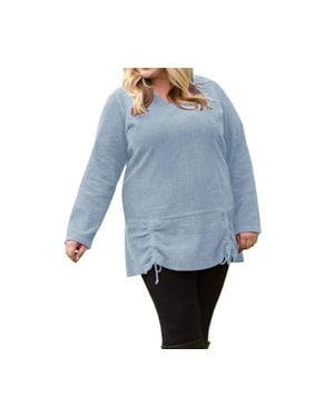On The Plus Side Channel Islands Chenille Long Sleeve Rayanne Sweater - Blue