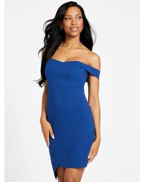 guess bodycon dress Wine Ruched Mesh-Sleeve Bodycon Mini Dress – NATICA main image 0