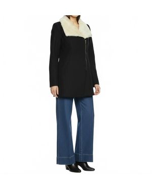 Skies Are Blue Faux Fur Collar Jacket - Black