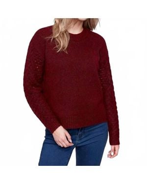 Charlie b Fishnet Sleeve Sweater - Red