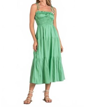 Elan Smocked Midi Dress - Green