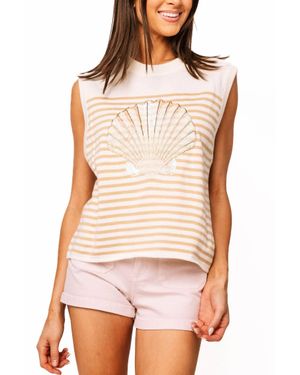 Queen Of Sparkles Striped Shell Knit Tank - Multicolor