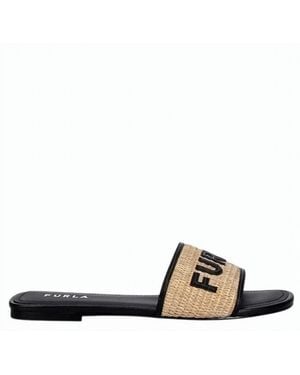 Furla Rubber Sole Natural Leather Lined Flippers - Brown