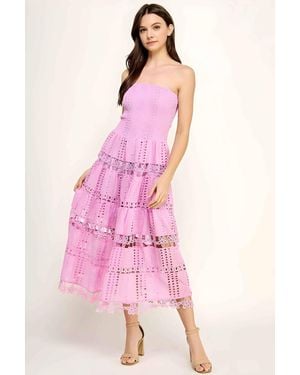 Strut & Bolt Lena Eyelet Midi Dress - Pink