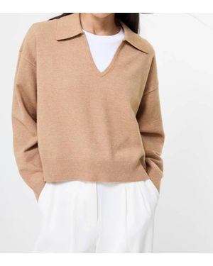 French Connection Sloane Knit Collared Pullover Sweater - Natural