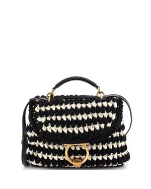 Ferragamo Margot Satchel Woven Fabric - Black