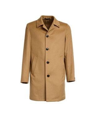 Sartoria Latorre Short Cashmere Blend Coat With Button Closure And Flap Pockets - Natural