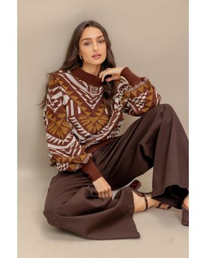 TRUEDAMES Honestly Love Pullover Sweater Top - Brown