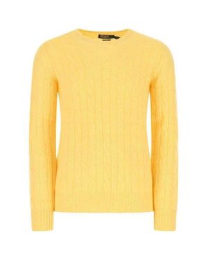 Ralph Lauren Iconic Cable Knit Cashmere Sweater - Yellow