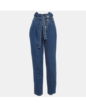 Alexis Denim Belted High Waist Jeans - Blue