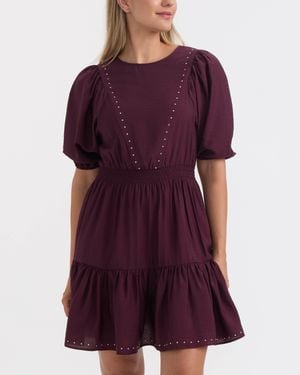 Ellen Tracy Studded Crinkle Dress - Purple