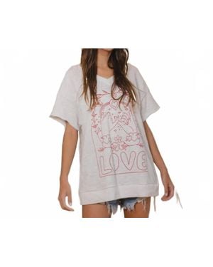 Bucketlist Love Graphic French Terry T Shirt - Gray