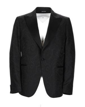 Brian Dales Single-Breasted Acetate-Wool Blend Jacket With Paisley Pattern - Black