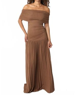 Olivaceous Drop Waist Maxi Dress - Brown
