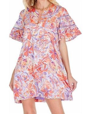 J joy Trim Flare Sleeve Dress - Red