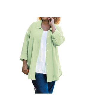 On The Plus Side Cotton Collar Long Sleeve Kendall Shirt - Green