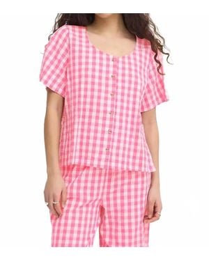 Ichi Felica Gingham Blouse - Pink