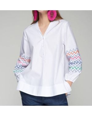 Vilagallo Ebba V-Neck Top - White