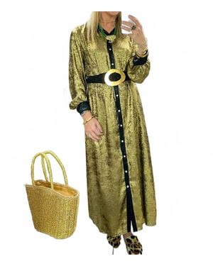 Sundayup Metallic Shirt Dress - Green