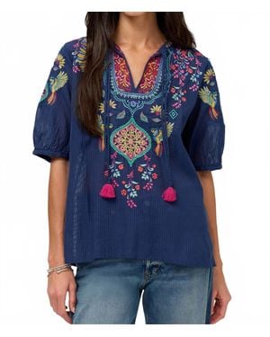 Johnny Was Margot Short Sleeve Blouse - Blue