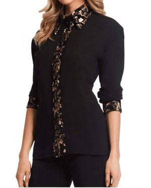 Alberto Makali Animal Print Sequin Shirt - Black