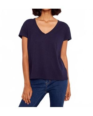 Charlie b Organic Cotton Drop Shoulder V-Neck T-Shirt - Blue