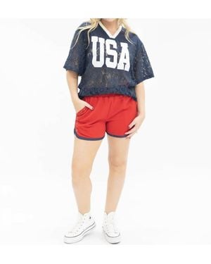 Grace + Emma Usa Lace Jersey Shirt - Red