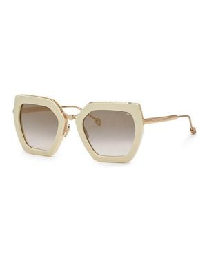 Philipp Plein Sunglasses Geometric Full Rim, Frame And Gradient Lens Spp097S06Y6 - White