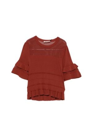 Twinset Henna Knitted Ruffled Sweater - Red