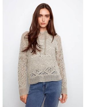 Charlie b Cotton Crochet Sweater Hoodie - Natural
