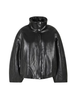 Anine Bing Cyrus Cropped Recycled Leather Jacket - Black