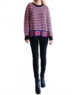 Jodifil Split Decision Crochet Sweater - Red