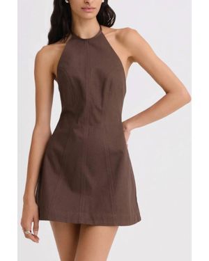 Matthew Bruch Tie Halter Mini Dress - Brown