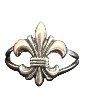 Madison Fleur De Lis Medium Sterling Ring - Metallic