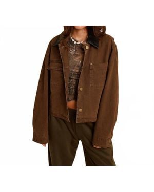 Elan Dust Rider Cropped Barn Jacket - Brown