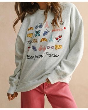 Miou Muse Bonjour Embroidered Sweatshirt - Multicolor