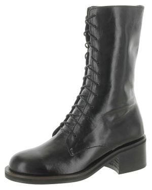 Reike Nen Rn4Sho46 Faux Leather Combat Mid-Calf Boots - Black