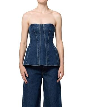 Agolde Lara Sleeveless Denim Corset Top - Blue